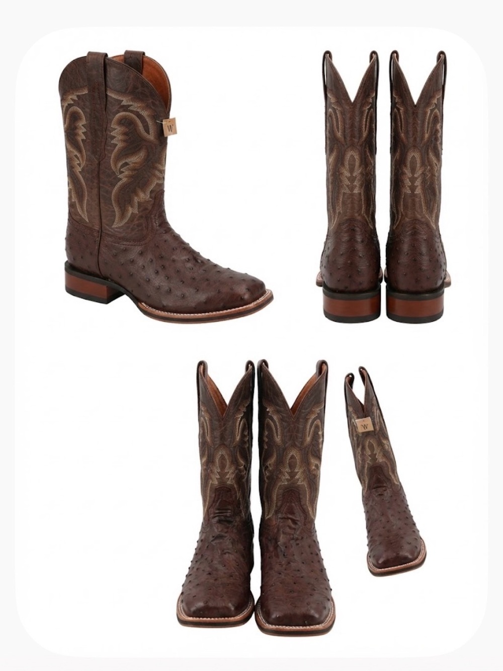 Dan Post Brown Ostrich Leather Western Boots